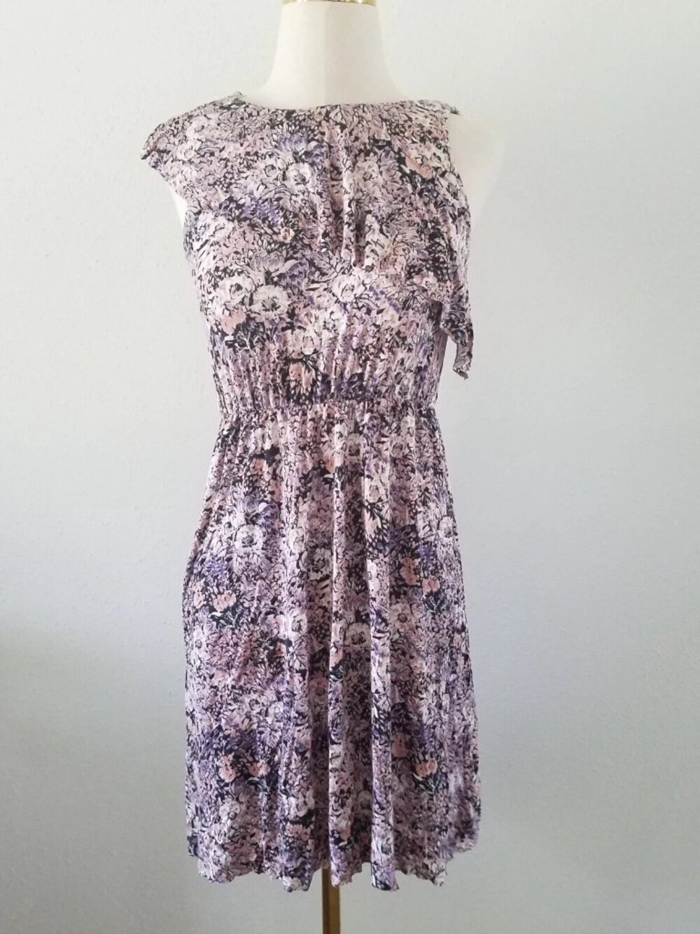 KIMCHI BLUE Women's Size Small Pink Purple One Shoulder Ruffle Knit Floral Dress